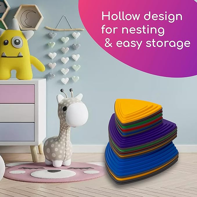 12 Pcs Stepping Stones for Kids Non-Slip Obstacle Course Stepping Stones Kids Indoor Outdoor Sensory Playground Develop Balance BONUS Hopping stickers