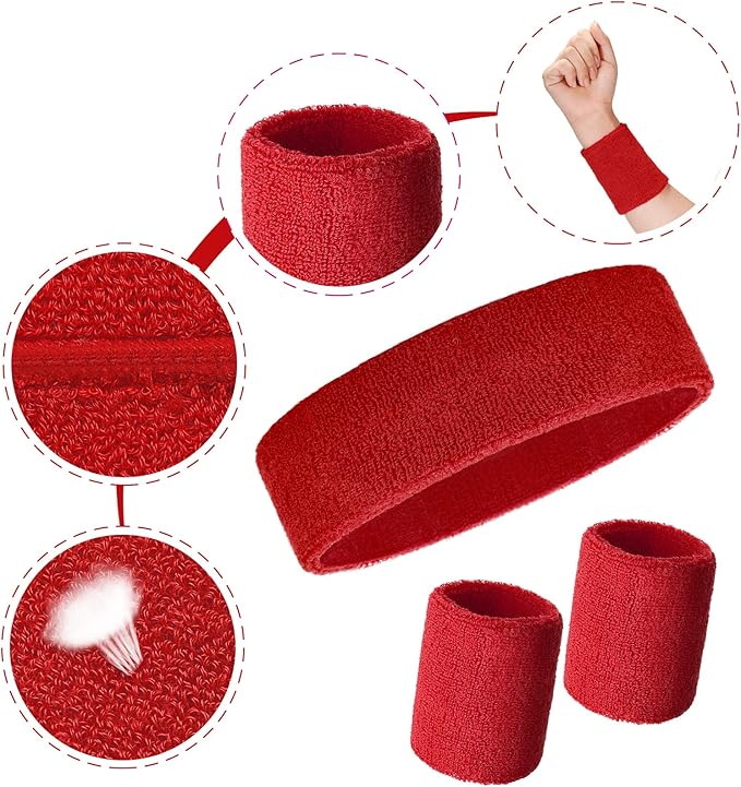 Skylety 18 Pcs 80s Neon Sweatband Set,12 Colorful Wristband Elastic Athletic Sweatband 6 Headband Sweat Wicking Tennis Basketball Sport Competition Supplies for Men Women Gym Running