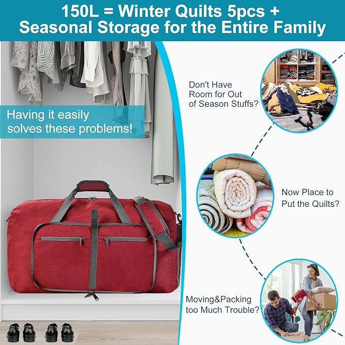 Felipe Varela Duffle Bag with Shoes Compartment and Adjustable Strap,Foldable Travel Duffel Bags for Men Women,Waterproof Duffel Bags