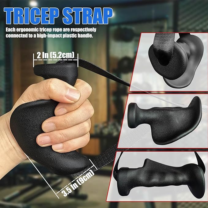 Ergonomic Tricep Rope Pulldown Attachments, Upgraded 27 32 40 & 47 Inch Extra Long Triceps Rope Cable Attachments for Gym, LAT Pull Down Bar for Cable Machine, Tricep Workout Cable Attachments