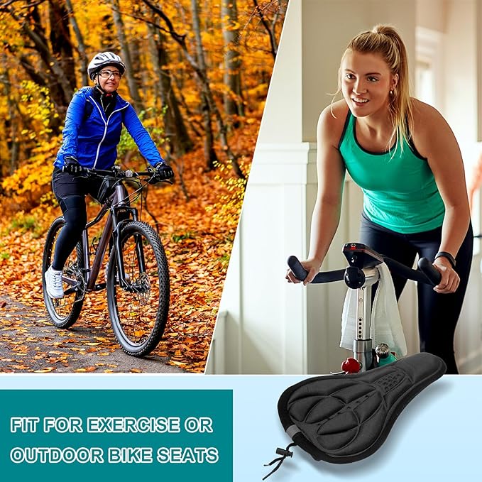 HARFINGTON Bike Seat Cover Bicycle Saddle Cushion with Drawstring Large Comfortable Gel Padded Oversized Paddle for Men Women