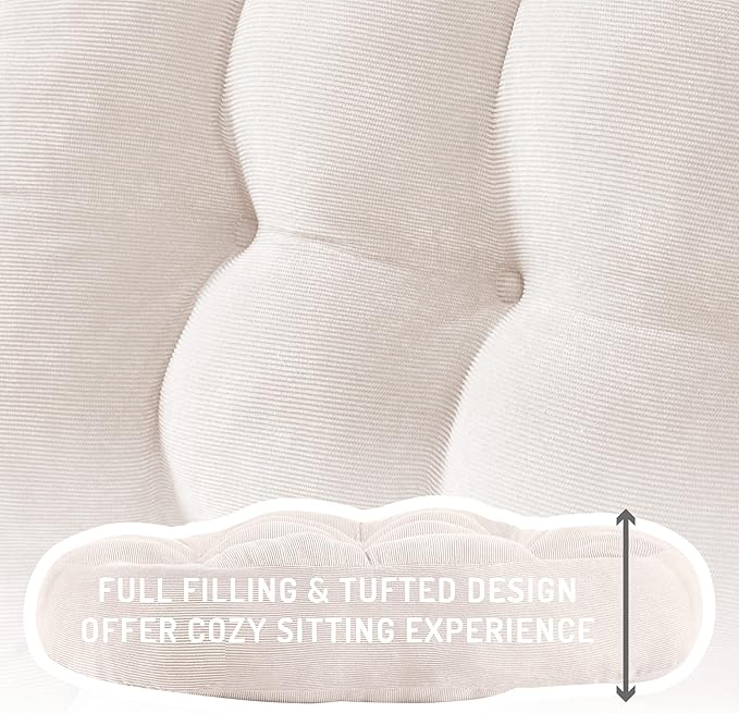 Degrees of Comfort Meditation Floor Pillow, Round Large Pillows Seating for Adults, Tufted Corduroy Cushion for Living Room Tatami, Beige 22 Inch