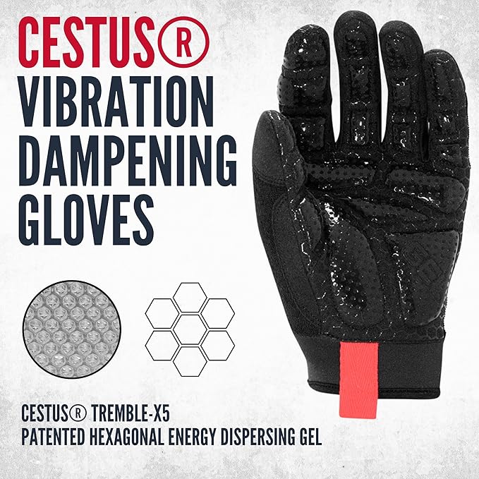Cestus TrembleX, Anti Vibration Gloves, Gel Padded Palm, Work Gloves With Grip
