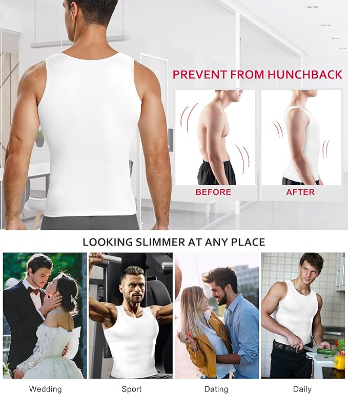 Gotoly Men Compression Shirt Shapewear Slimming Body Shaper Vest Undershirt Tummy Control Tank Top