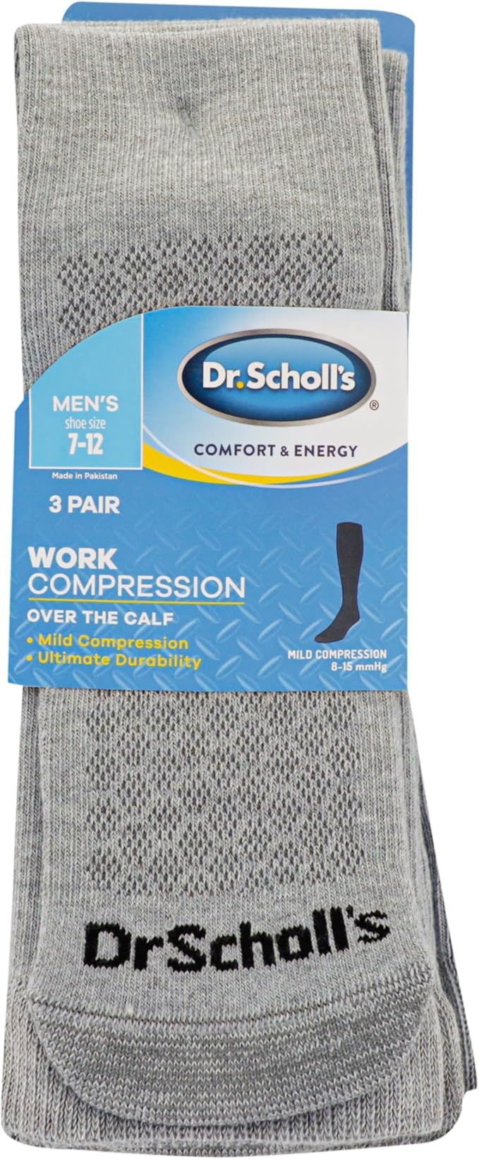 Dr. Scholl's Men's Athletic & Work Compression Over The Calf Socks-1 & 3 Pair Packs-Fatigue Relief
