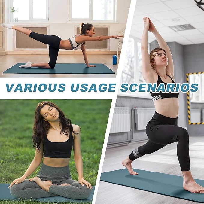 Quality Exercise Yoga Mat, 1/2-Inch Thick High-Density Foam for Full-body workout, Anti-Tear and non-slip Surface, Includes Carry Strap for Home & Studio Workouts,Multiple Options