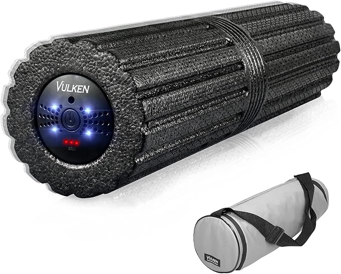 Vulken Extra Long 17” Vibrating Foam Roller 4 Speeds 3800RPM High Intensity Quick Charge Electric Foam Roller Tissue Massager for Muscle Recovery