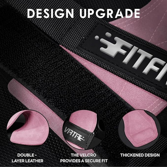 Weight Lifting Wrist Strap, Double Leather Weightlifting Wrist Straps for Gym Strength Training, Neoprene Padded Wrist Wraps - for Men & Women (Pair)