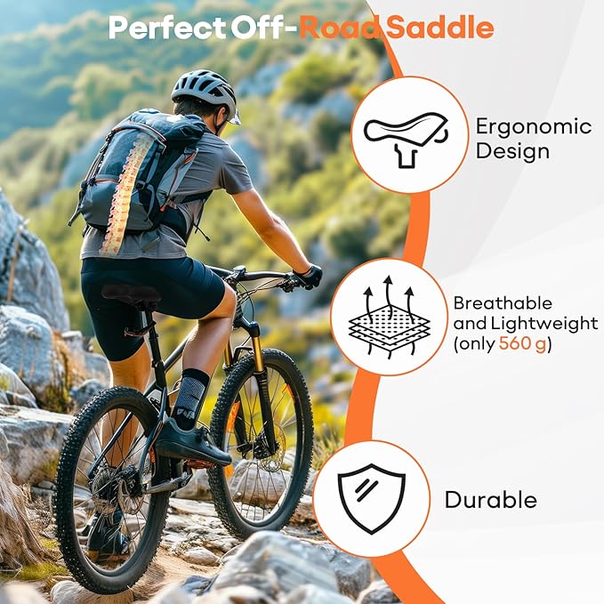 New Gel Bike Seat for Men & Women, Mjkeomo Waterproof Bicycle Seat Breathable Mountain Bike Saddle Gel Bicycle Saddle for MTB, BMX, Road Bike, City Bikes, Exercise Bikes