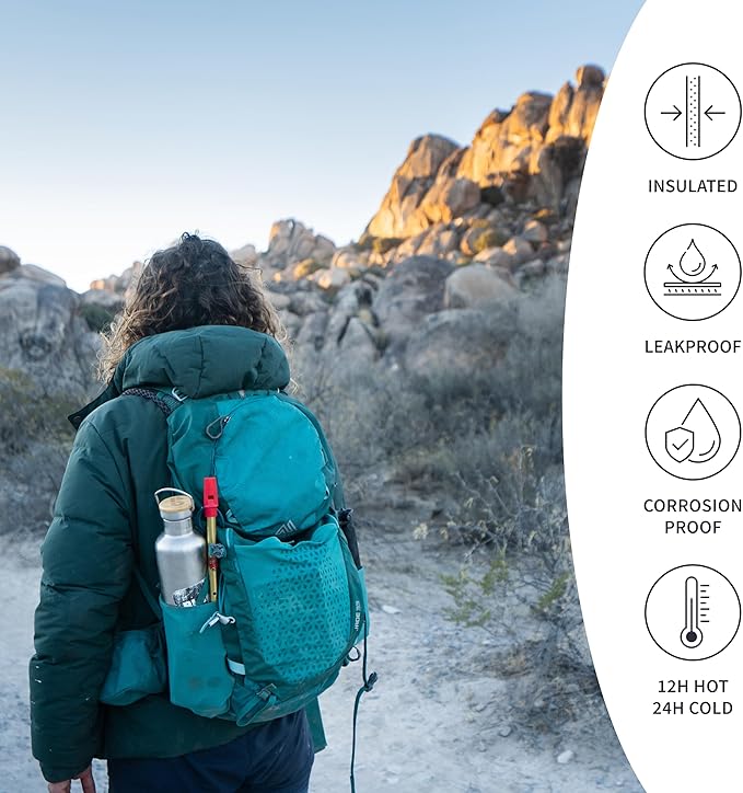 Bambaw Metal Insulated Water Bottle 16 oz | Stainless Steel Water Bottle Insulated | Reusable Water Bottle | Vacuum Insulated Water Bottle | Hot Water Bottle | Metal Water Bottle | Water Bottle 500 ml