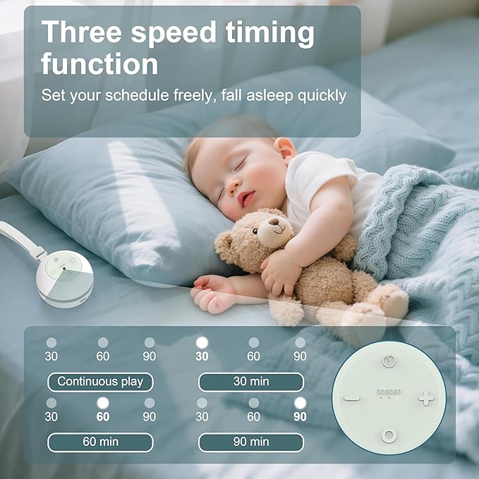 Portable Sound Machine for Baby Kids Adults, USB Rechargeable White Noise Machine with Timer Function,18 Smooth Sounds, 256-Color Changing Mood Light, Memory Function, Sound Therapy for Home, Travel