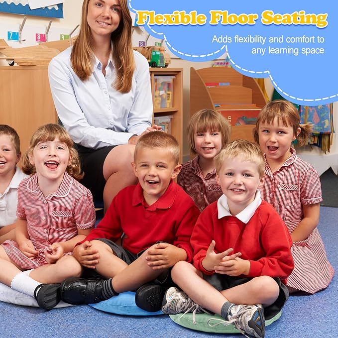 Fumete 16 Pcs 16 Inch Round Floor Cushions for Kids and Toddlers, Flexible Seating Classroom Furniture Floor Pillow for Home, Daycare, Preschool, Yoga and Meditation (Plain)