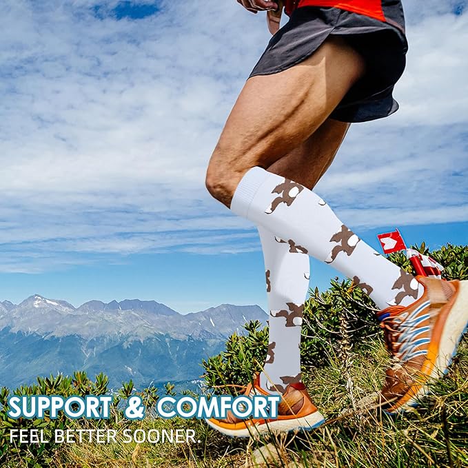 Graduated Compression Socks for Women&Men 20-30mmhg Knee High Socks Travel Hiking Running Stocking