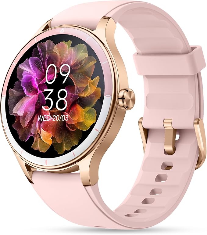 Smart Watch, 41mm Fitness Tracker, Answer/Make Calls, Digital Smartwatch with Heart Rate/Stress/Sleep Monitor, AI Voice, IP68 Waterproof Watch Calculator, Calendar, Games for Lady Women & Men