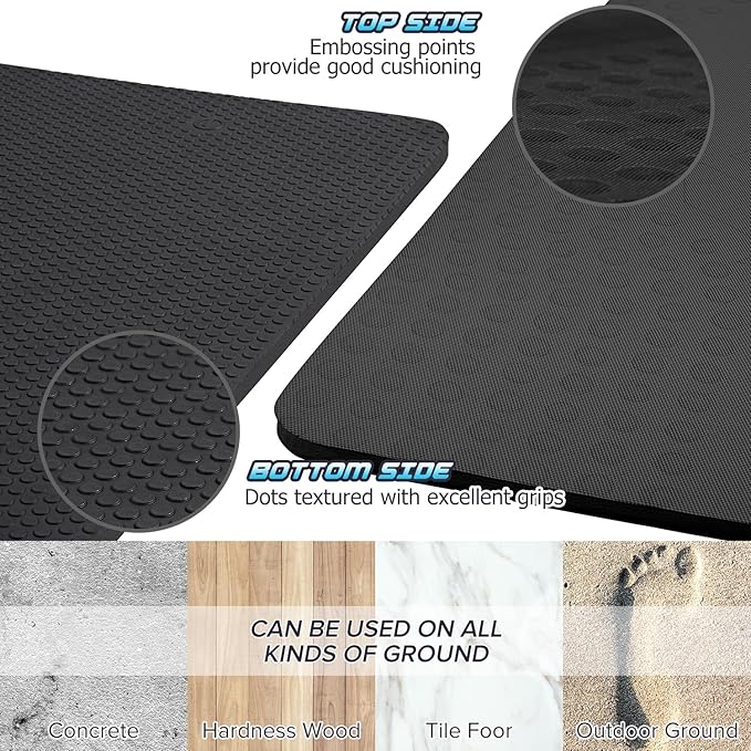 JELS Extra Thick Yoga Mat, 2/5 inch, Ergonomic 3D Non Slip Design, SGS Certified TPE Material, Yoga Mat for Men Women with Carrying Strap,Exercises Mat for Yoga, Pilates and Floor Workout(72"x26")…