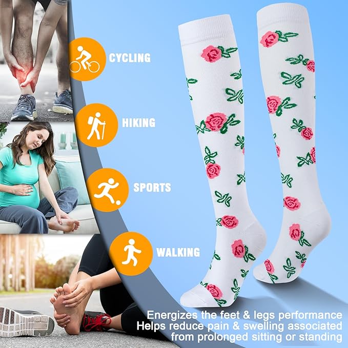 bropite Halloween Compression Socks for Women & Men-Pumpkin Ghost 6 Pairs 20-30mmhg Support Running Nurse Travel