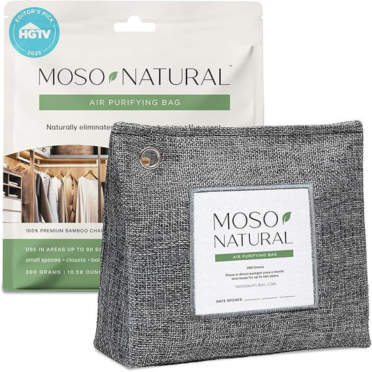 Moso Natural Air Purifying Bag 300g (10.58oz) Premium Bamboo Charcoal Odor Absorber for Home & Pet, Closet Odor Eliminator & Small Room Deodorizer, Charcoal Bags Last 2 Years, Unscented