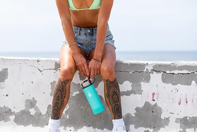 HYDRO CELL Stainless Steel Sport Water Bottle with Straw - Keeps Drinks Cold & Hot via a Leak Proof Metal Triple Insulated Vacuum Flask for All Sports and Outdoors Activities (Teal 18oz)