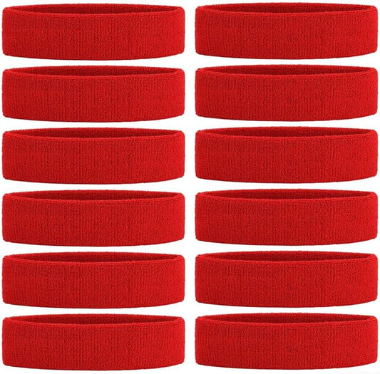 ONUPGO Sweatband Headbands for Men & Women -12PCS Sports Headbands Moisture Wicking Athletic Cotton Terry Cloth Headband for Tennis,Basketball,Football,Gym,Working Out
