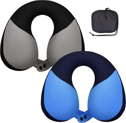 COOLBEBE Kids Travel Neck Pillow, Softly Headrest Travel Pillow for Car & Airplane, Traveling Gifts for Toddler & Children (Black & Blue)