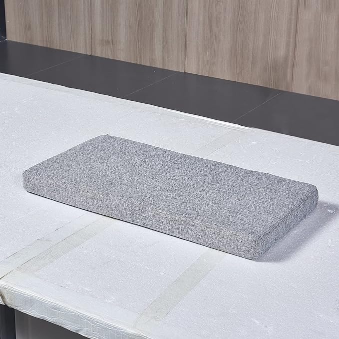 Piano Bench Cushion for Indoor Shoe Storage with Ties Non Slip Picnic Bench Pad for Kitchen Dining Table Seat 40 x14 inch, Ash Grey