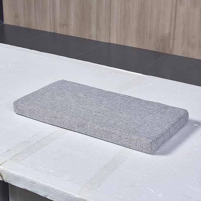 Piano Bench Cushion for Indoor Shoe Storage with Ties Non Slip Picnic Bench Pad for Kitchen Dining Table Seat 48 x 14 inch, Ash Grey
