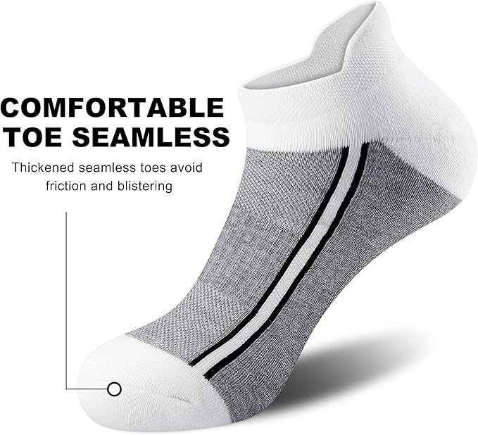 Gonii Men's Running Athletic Ankle Socks - Thick Cushioned Low Cut Socks (5 Pairs)