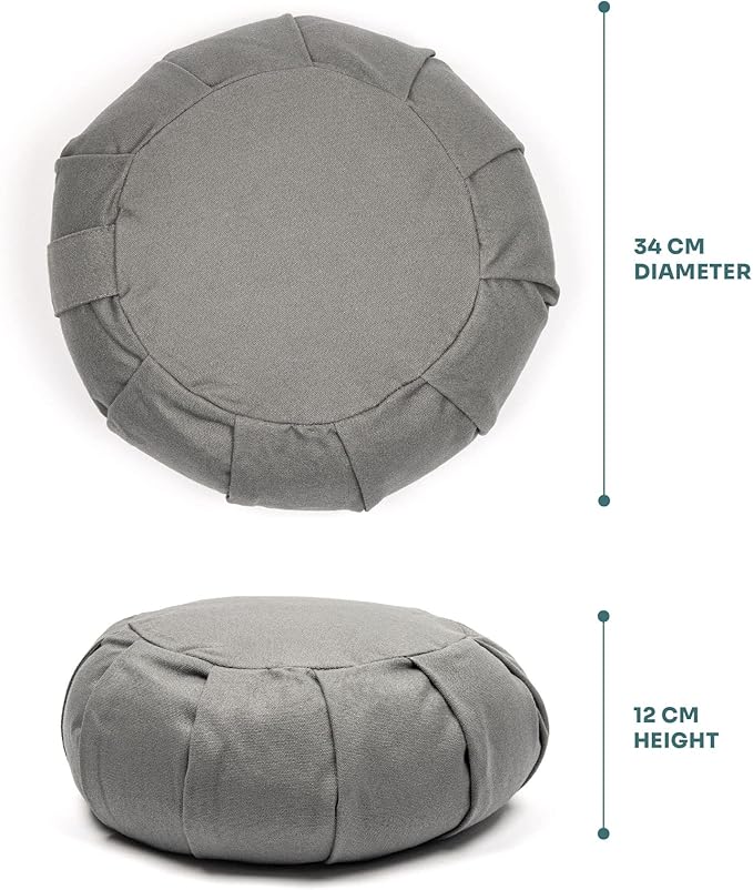 Myga Zafu Yoga Meditation Cushion with Washable Cover - Floor Cushion Pillow with Natural Buckwheat Filling - Soft Round Cotton Design for Meditating or Pranayama Exercises