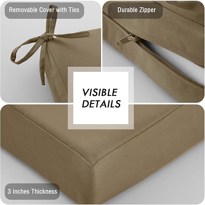 idee-home Outdoor Bench Cushion Waterproof, Bench Cushions for Outdoor Furniture, Patio Porch Swing Replacement Seat Pad with Ties for Garden Backyard, 59 x 18 Inch