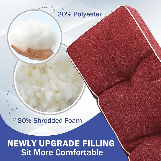 Bench Cushions for Outdoor Furniture, 42 x 16 Inch Outdoor Bench Cushion, Patio Bench Cushion with Durable Ties, Long Patio Seat Cushions for Garden, Indoor, Kitchen&Dining, Red