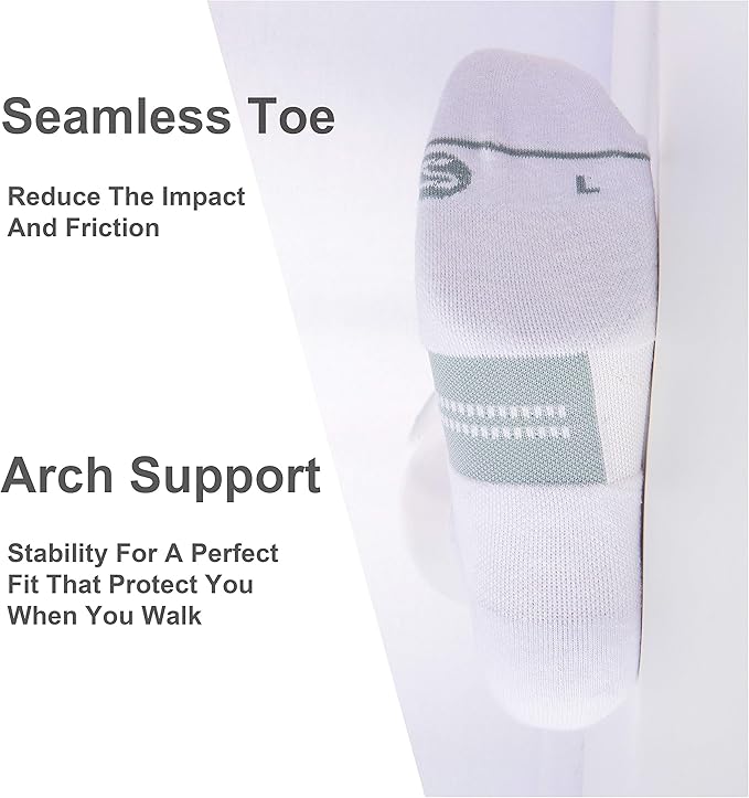 CS CELERSPORT 6 Pack Men's Running Ankle Socks with Cushion, Low Cut Athletic Tab Socks