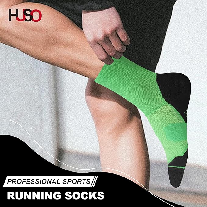 HUSO Compression Ankle Running Socks: Athletic Socks for Men Women with Cushion,Work Hiking Basketball Sport Socks 3 Pairs