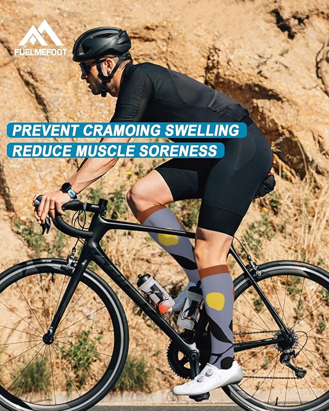 FuelMeFoot 6 Pairs Compression Socks for Women & Men 15-20mmHg Graduated Support Knee High Socks for Nurses, Travel, Athletic