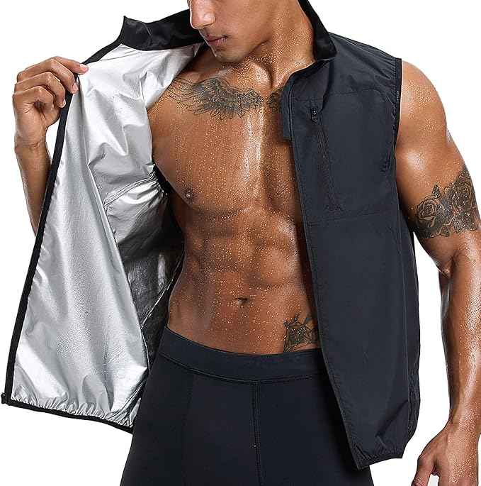 HOTSUIT Sauna Suit for Men Sweat Jackets Sauna Vest with Pocket Exercise Heat Trapping for Gym Exercise