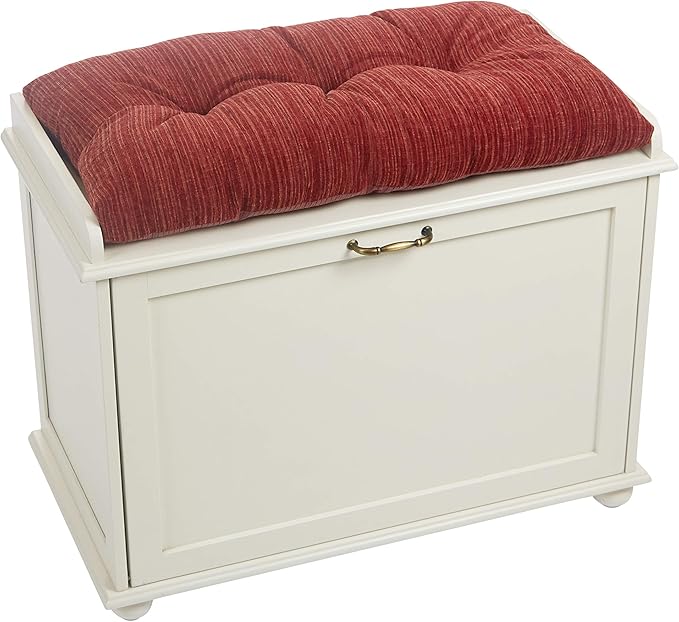 Klear Vu The Gripper Omega Non-Slip Tufted Bench Cushion for Indoor Furniture, Assembled in USA, Entryway Storage, Bay Window, Corner Nook or Piano Seat, 27 Inches, 17 Red