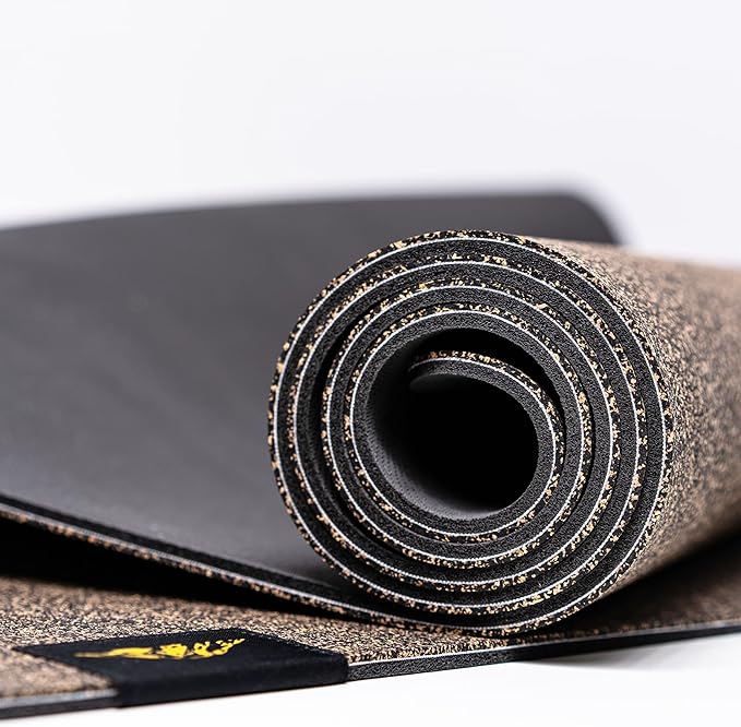 Mount Adams Granite XL Heavy Yoga Mat, 72” x 26” Cork and Natural Rubber Exercise Mat, 5mm Thick Workout Mat, Wet or Dry Non Slip Mat, Heavyweight Extra Large Gym Mat for Fitness or Pilates