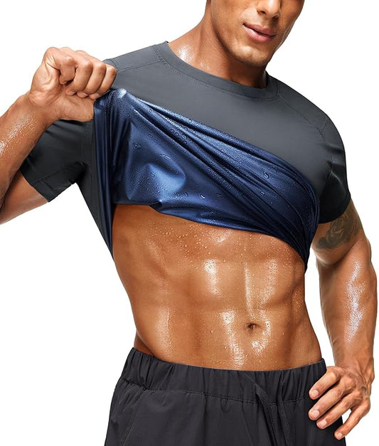 Junlan Sauna Shirt for Men -Waist Trainer Vest Gym Top for Running & Training