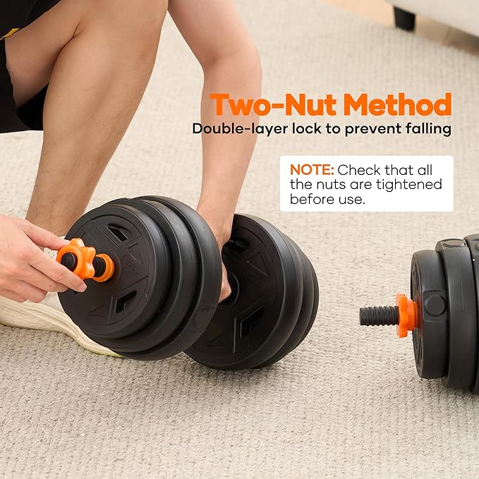 Adjustable Dumbbell Set, 44LBS Wights Set, 4-In-1 Dumbbell Set with Connector for Barbell, Kettlebell, Push-Up Stand, Home Gym Fitness Equipment for Strength Training