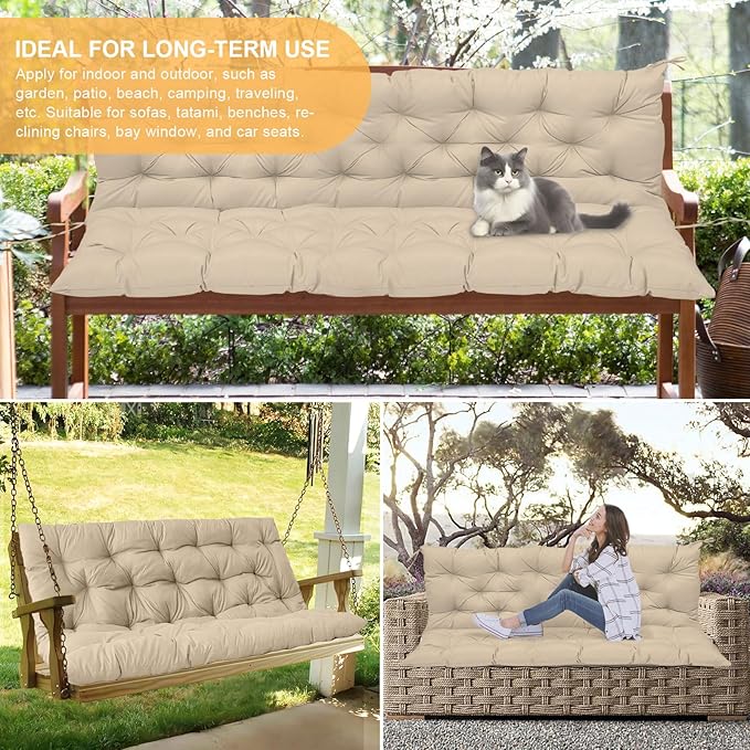 Porch Swing Cushion with Backrest,Waterproof Bench Cushion for Outdoor Furniture,2-3 Seater Replacement Thickened swing cushion with Ties,Patio,Outdoor,Backyard and Garden (Hawaiian Flower,40x40")