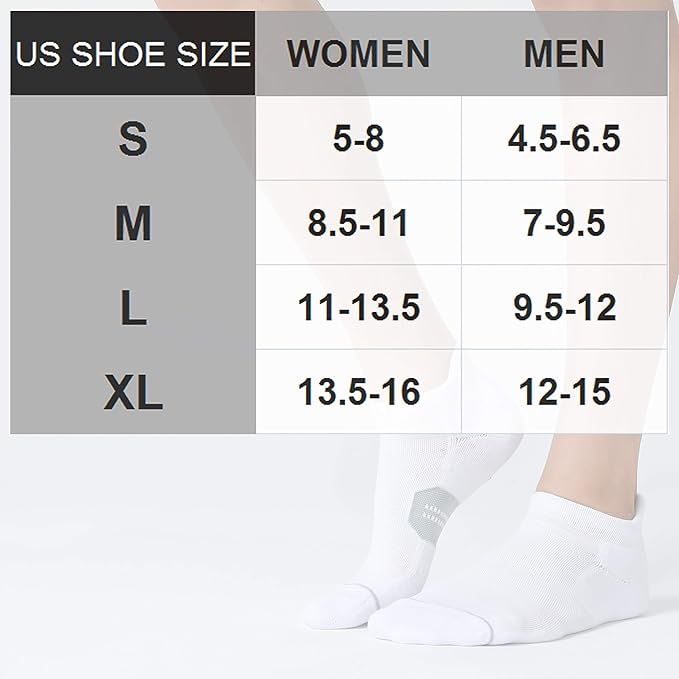 CS CELERSPORT 6 Pack Men's Running Ankle Socks with Cushion, Low Cut Athletic Tab Socks