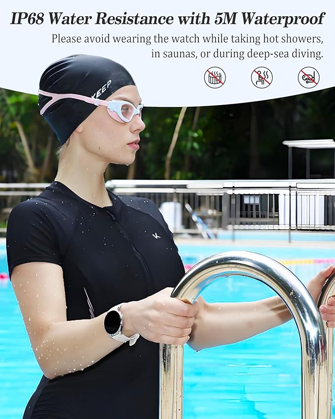 Smart Watch, 41mm Fitness Tracker, Answer/Make Calls, Digital Smartwatch with Heart Rate/Stress/Sleep Monitor, AI Voice, IP68 Waterproof Watch Calculator, Calendar, Games for Lady Women & Men