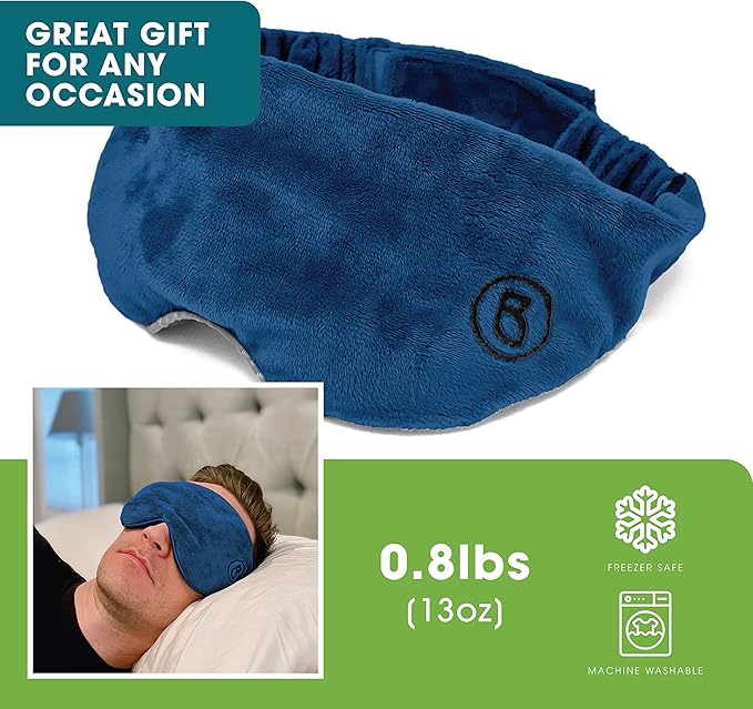 BARMY Weighted Sleep Mask (0.8lb/13oz, 5 Colors) Weighted Eye Mask for Sleeping, Eye Cover That Blocks Out Light to Help Relaxation and Night Sleep, Comfortable Blackout Sleeping Mask, Navy Blue