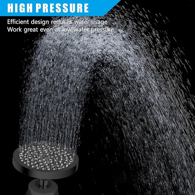 Filtered Shower Head, High Pressure Rain Shower Head Filter Set for Hard Water Removes Chlorine and Harmful Substances (Blackl)