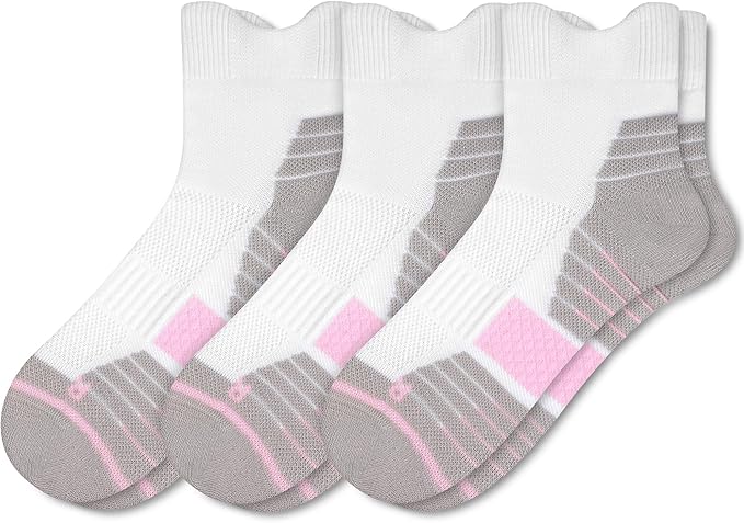 Gonii Women's Compression Ankle Socks with Cushion & Arch Support| Lightweight & Moisture-Wicking for Running 3 Pairs