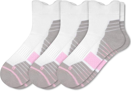Gonii Women's Compression Ankle Socks with Cushion & Arch Support| Lightweight & Moisture-Wicking for Running 3 Pairs