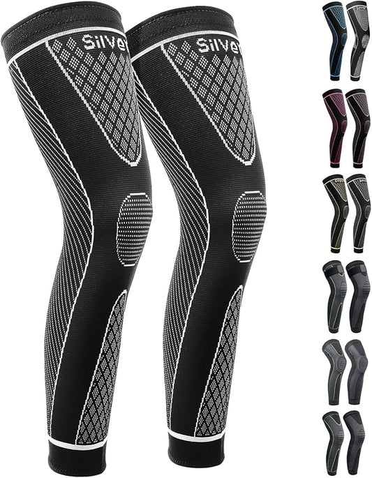 Full Leg Sleeves Long Compression Leg Sleeve Knee Sleeves Protect Leg, for Man Women Basketball, Arthritis Cycling Sport