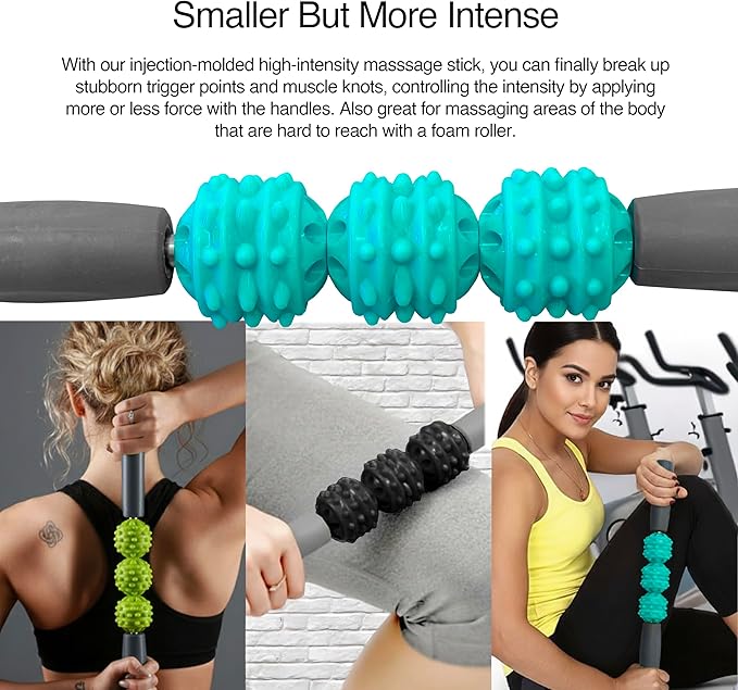 321 STRONG 5 in 1 Foam Roller Set with Hollow Core Deep Tissue Massager, Muscle Roller Stick, Stretching Strap, Spikey Plantar Fasciitis Ball, and Carry Bag, with 4K eBook