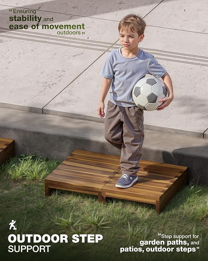 Wooden Platform Step Stool, 24.7" Step Platform for Adults & Elderly - Durable Mobility Stepping and Stair Assist Indoor & Outdoor, Heavy Duty/Non-Slip Step Stool for Handicap, Bedroom, Kitchen