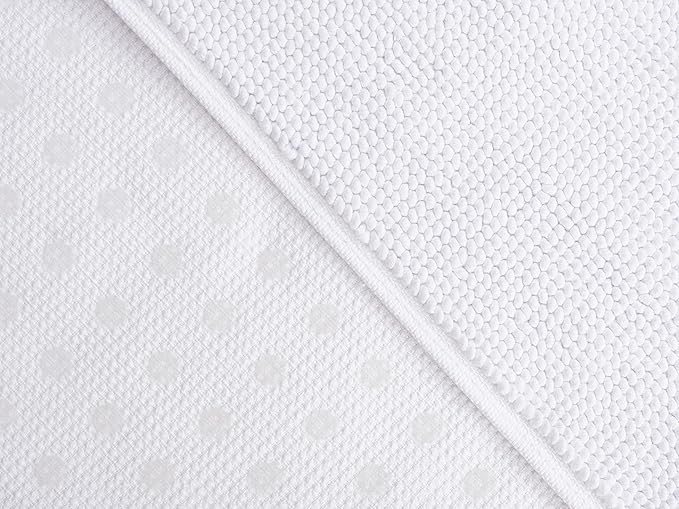 Cotton Paradise 100% Cotton Non Slip Bath Mats for Bathroom, 17x24 inch Soft Absorbent Quick Dry Machine Washable Floor Bath Mat, White