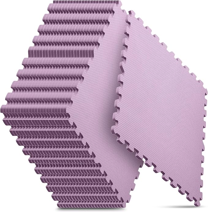Home Gym Mat, Puzzle Exercise Mat, EVA Interlocking Foam Floor Tiles for Home Workout Equipment and Kids' Play Areas - Blue, 24 in x 24 in x ½ in - (Pink, 24 Pack(96 SQ FT))